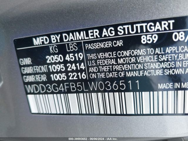 WDD3G4FB5LW036511 Mercedes-Benz A 220 4matic