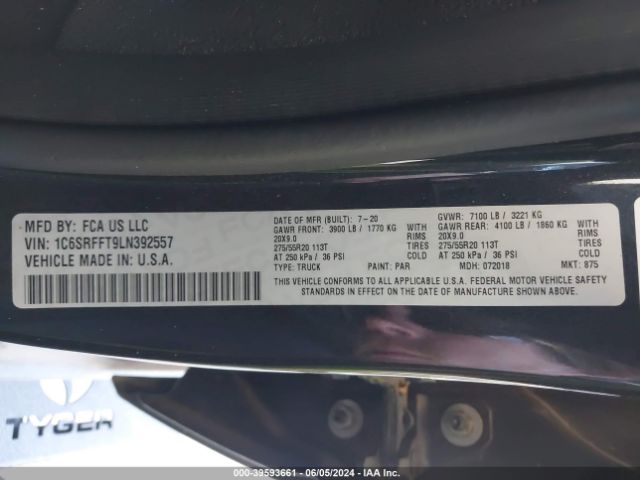 1C6SRFFT9LN392557 RAM 1500 Big Horn  4x4 5'7 Box