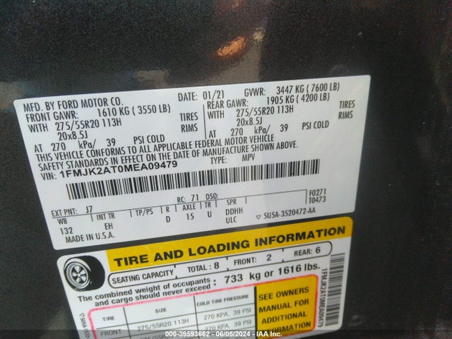 Ford Expedition Limited Max 2021 1FMJK2AT0MEA09479 Image 9