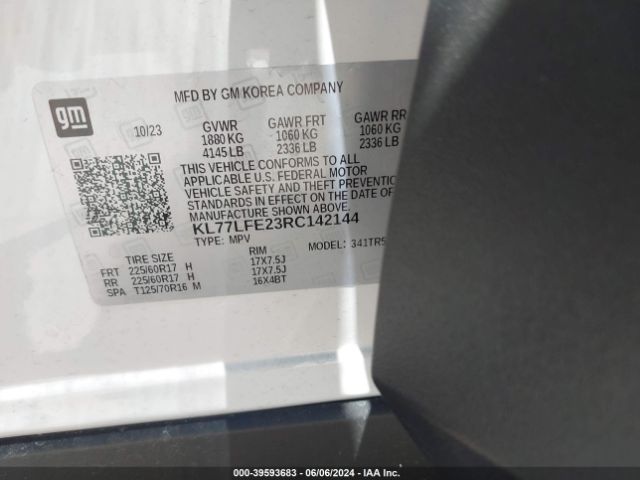 KL77LFE23RC142144 Chevrolet Trax Fwd Sp