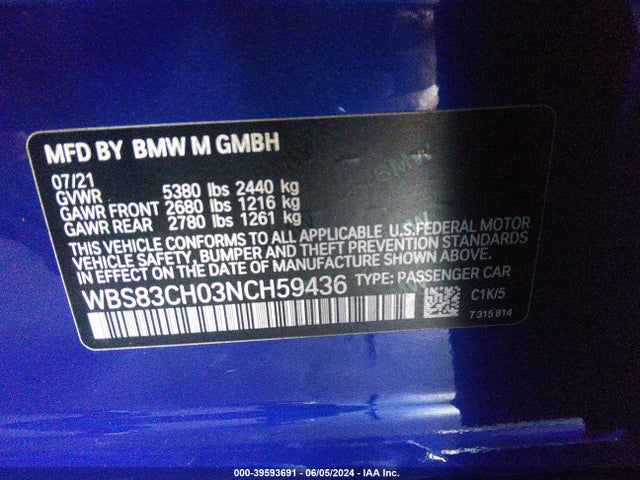 BMW M5 2022 WBS83CH03NCH59436 Image 9