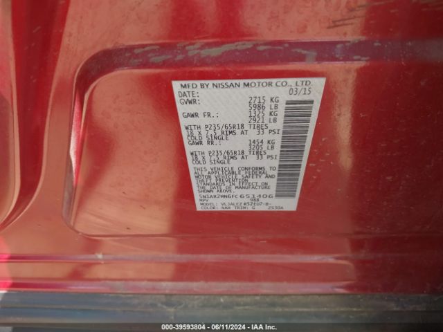 5N1AR2MN6FC651406 Nissan Pathfinder Sv