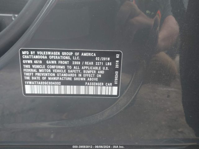 1VWAT7A32GC034332 Volkswagen Passat 1.8t R-line