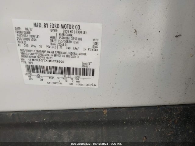 1FM5K8GTXHGE28929 Ford EXPLORER SPORT