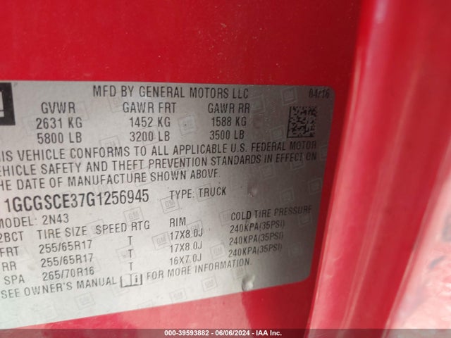 Chevrolet Colorado Lt 2016 1GCGSCE37G1256945 Image 9