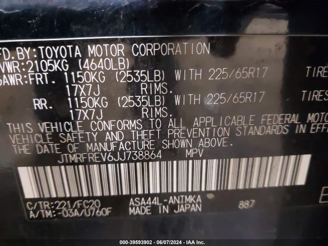 Toyota Rav4 Xle 2018 JTMRFREV6JJ738864 Image 9