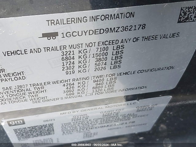 Chevrolet Silverado 1500 4wd  Short Bed Lt 2021 1GCUYDED9MZ362178 Image 9