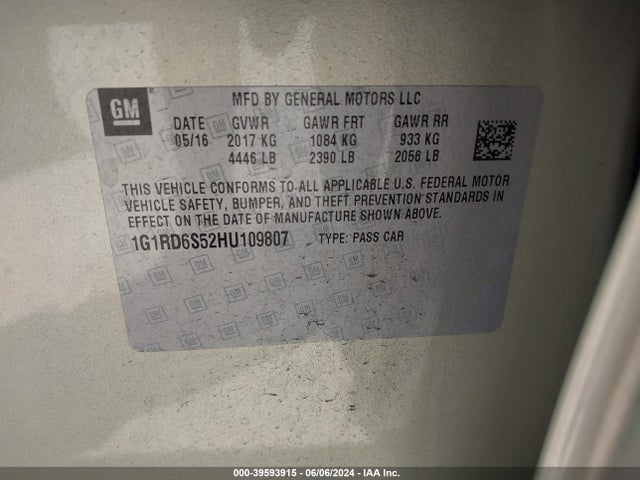 Chevrolet Volt Premier 2017 1G1RD6S52HU109807 Image 9