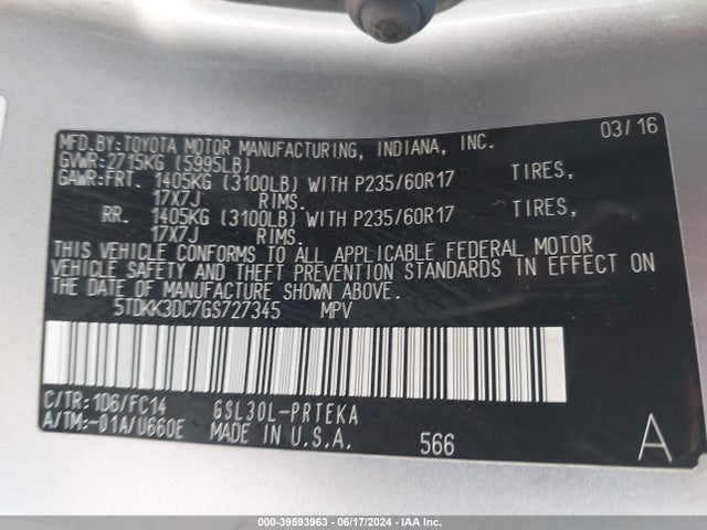 Toyota Sienna Le 8 Passenger 2016 5TDKK3DC7GS727345 Image 9