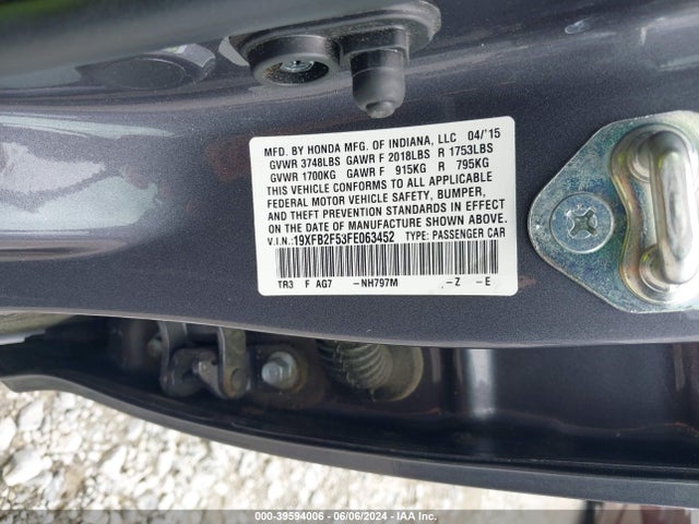 Honda Civic Lx 2015 19XFB2F53FE063452 Image 9