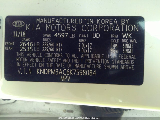 KIA Sportage Lx 2019 KNDPM3AC6K7598084 Image 9