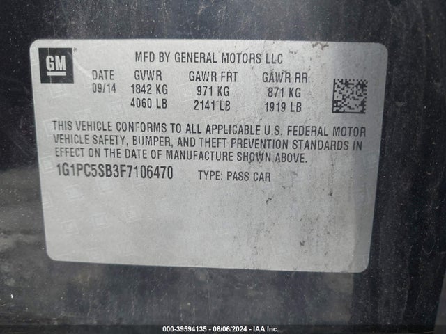 Chevrolet Cruze 1lt Auto 2015 1G1PC5SB3F7106470 Image 9