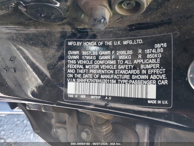 Honda Civic Ex-l 2017 SHHFK7H76HU201184 Image 9