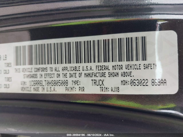 1C6RR6LT0HS805008 RAM 1500 Lone Star Silver  4x2 5'7 Box