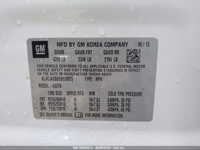 KL4CJASB0EB539075 Buick Encore