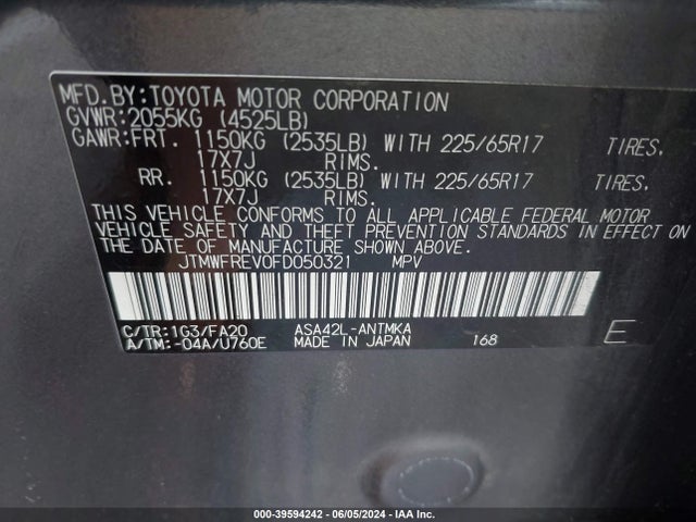 Toyota Rav4 Xle 2015 JTMWFREV0FD050321 Image 9