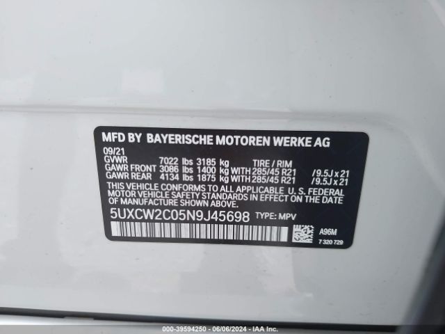 5UXCW2C05N9J45698 BMW X7 Xdrive40i