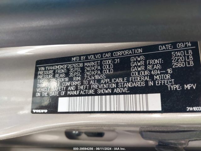YV440MDM3F2676538 Volvo Xc60 T5 Platinum