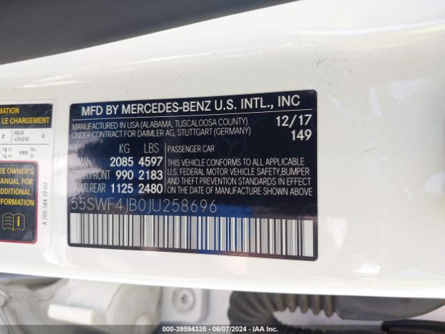 55SWF4JB0JU258696 Mercedes-Benz C 300