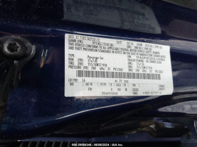 Ford FOCUS SE 2016 1FADP3F22GL330082 Image 9