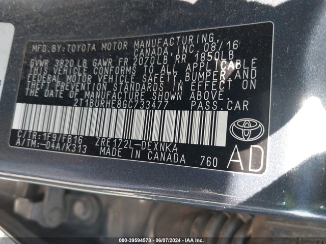 Toyota COROLLA LE 2016 2T1BURHE8GC733477 Image 9