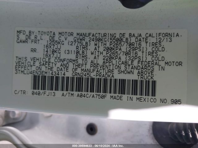 3TMLU4EN3EM143414 Toyota Tacoma Base V6