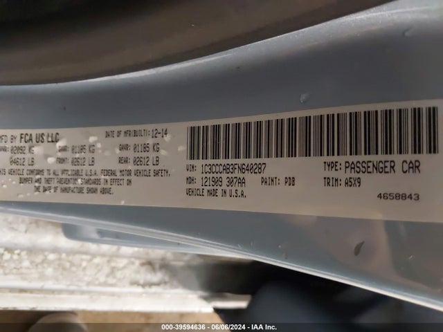 1C3CCCAB3FN640287 Chrysler 200 Limited