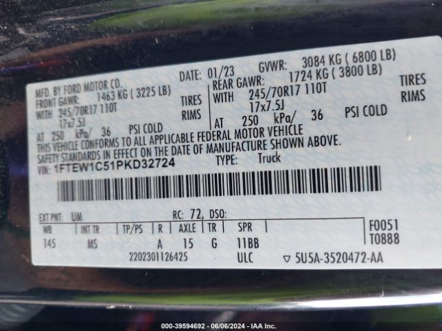 1FTEW1C51PKD32724 Ford F-150 Xlt