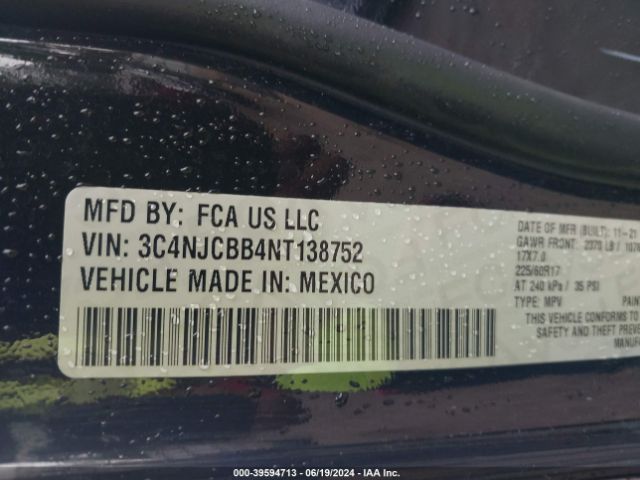3C4NJCBB4NT138752 Jeep Compass Latitude Fwd