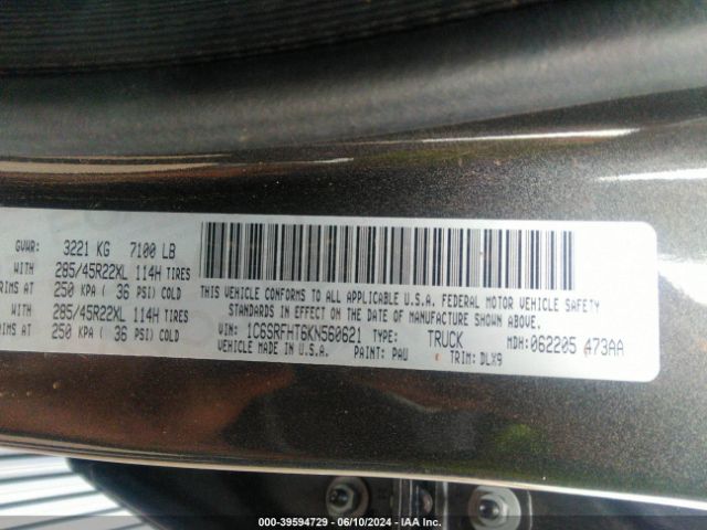 1C6SRFHT6KN560621 RAM 1500 Limited  4x4 5'7 Box