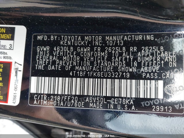 Toyota CAMRY SE 2014 4T1BF1FK6EU332719 Image 9