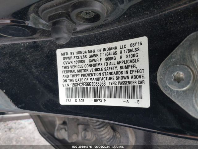 19XFC2F56GE083953 Honda Civic Lx