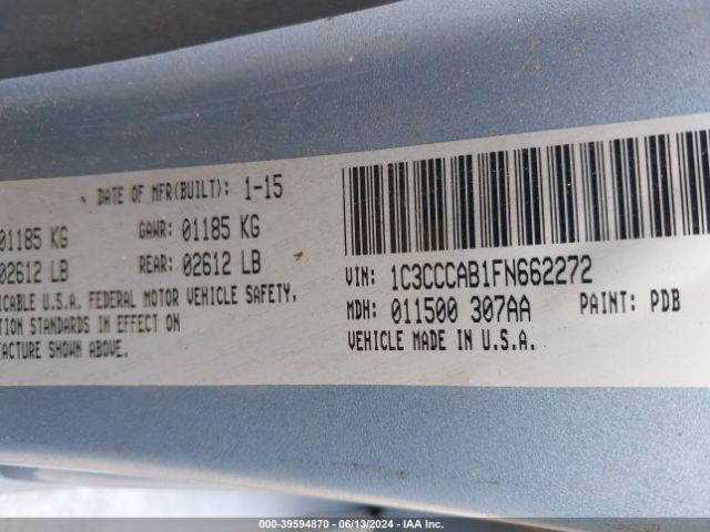 1C3CCCAB1FN662272 Chrysler 200 Limited
