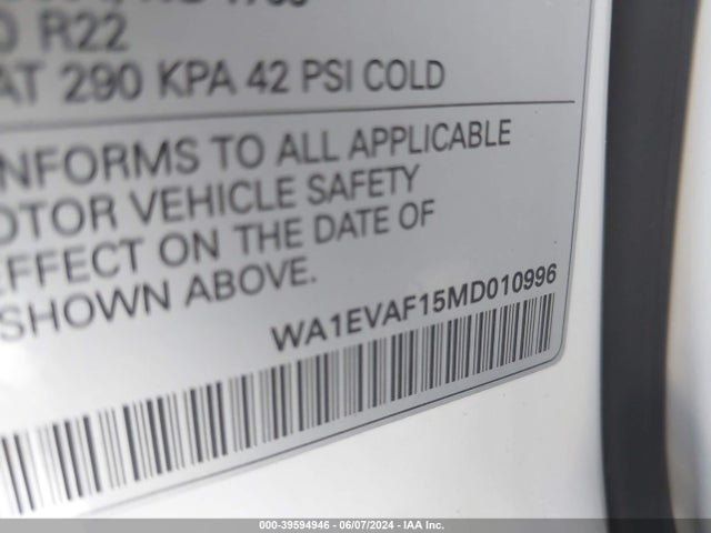 WA1EVAF15MD010996 Audi Q8 Premium Plus 55 Tfsi Quattro Tiptronic