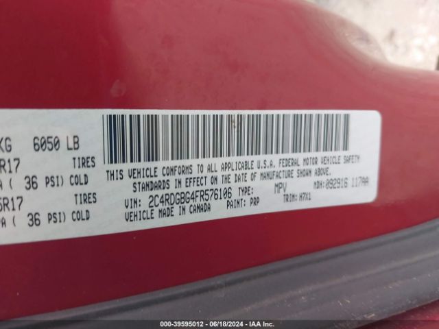 2C4RDGBG4FR576106 Dodge Grand Caravan American Value Pkg