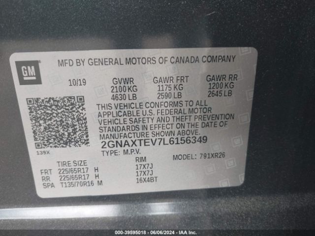 2GNAXTEV7L6156349 Chevrolet Equinox Awd 2fl