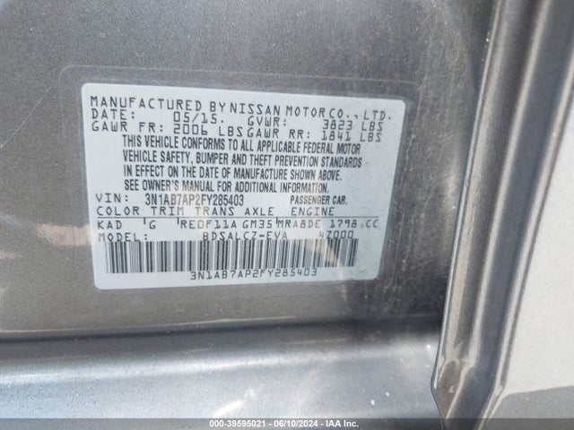Nissan SENTRA S 2015 3N1AB7AP2FY285403 Image 9