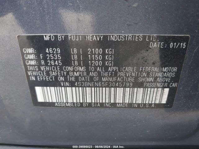 4S3BNEN65F3045799 Subaru Legacy 3.6r Limited