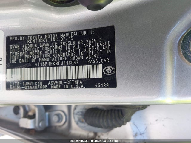 Toyota CAMRY LE 2015 4T1BF1FK8FU116047 Image 9
