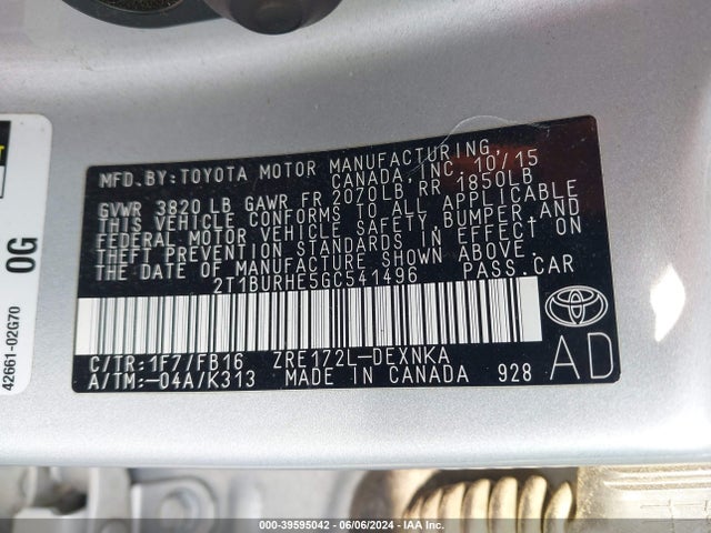 Toyota COROLLA LE 2016 2T1BURHE5GC541496 Image 9