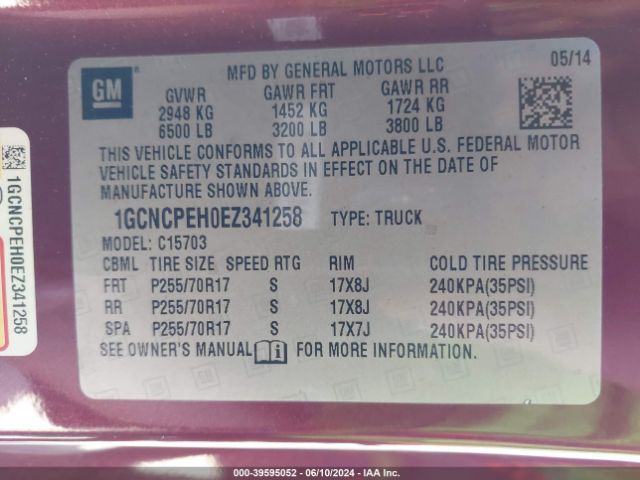 1GCNCPEH0EZ341258 Chevrolet Silverado 1500 Work Truck 1wt
