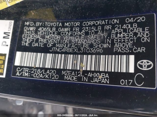JTNC4RBEXL3103696 Toyota Corolla Xse