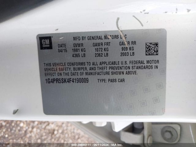 1G4PR5SK4F4190009 Buick Verano Convenience Group
