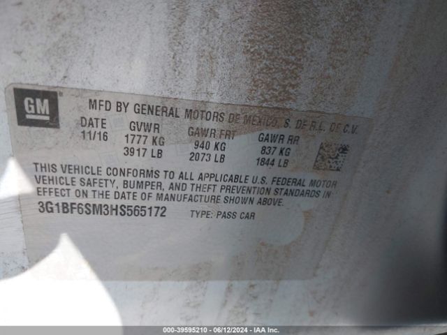3G1BF6SM3HS565172 Chevrolet Cruze Premier Auto