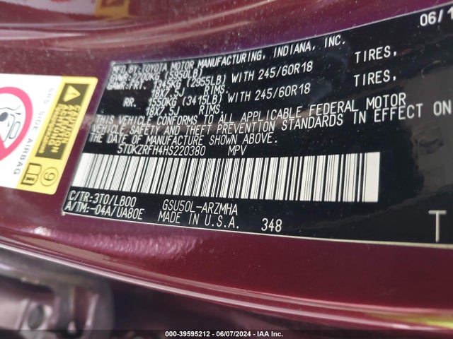 Toyota Highlander Xle 2017 5TDKZRFH4HS220380 Image 9