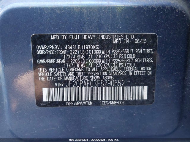 Subaru Xv Crosstrek 2.0i Premium 2015 JF2GPAFC3F8290652 Image 9