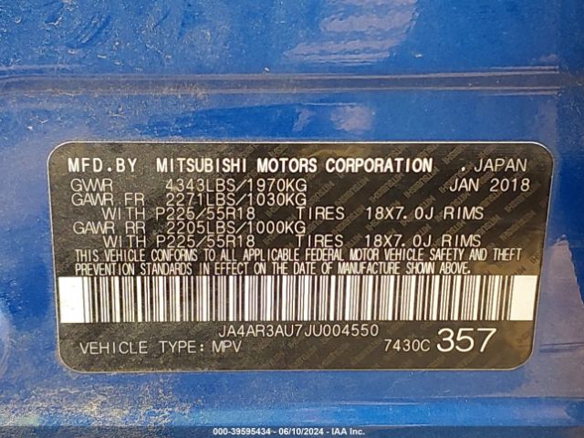 JA4AR3AU7JU004550 Mitsubishi Outlander Sport 2.0 Le
