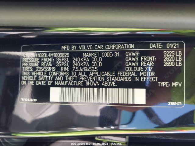 YV4102DL4M1809826 Volvo Xc60 T5 Inscription