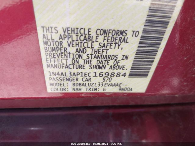 1N4AL3AP1EC169884 Nissan Altima 2.5 Sv
