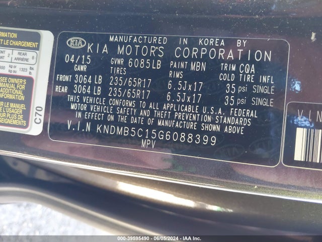 KIA SEDONA LX 2016 KNDMB5C15G6088399 Image 9